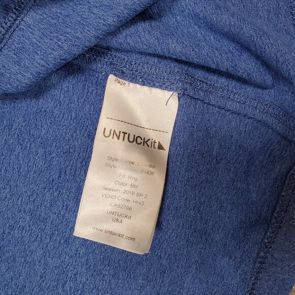 UNTUCKit Shirt Mens Large Polo Clavidor Short Sleeve Blue Solid Preppy Casual - Picture 3 of 9